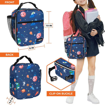 opux Premium Insulated Lunch Box, Soft School Lunch Bag for Kids Boys Girls, Leakproof Small Lunch Pail Men Women Work, Reusable Compact Cooler Tote Lunchbox for Office Adult, Black