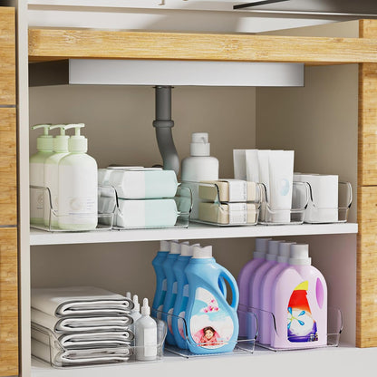 Ettori Set of 6 Clear Plastic Storage Bins - The Ultimate Pantry Organizers and Storage Solution for Kitchen, Cabinet, and Refrigerator Organization