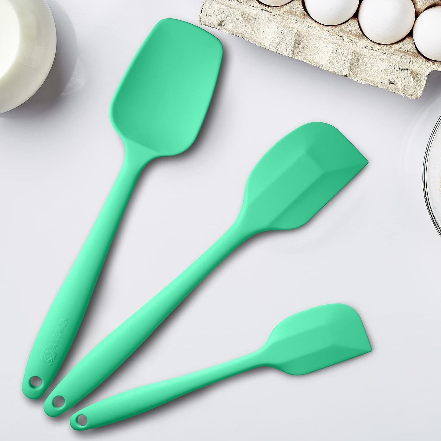 Silicone Spatula 3-piece Set, Ergonomic Handle High Heat-Resistant Spatulas, Non-stick Rubber Spatulas with Stainless Steel Core, Black