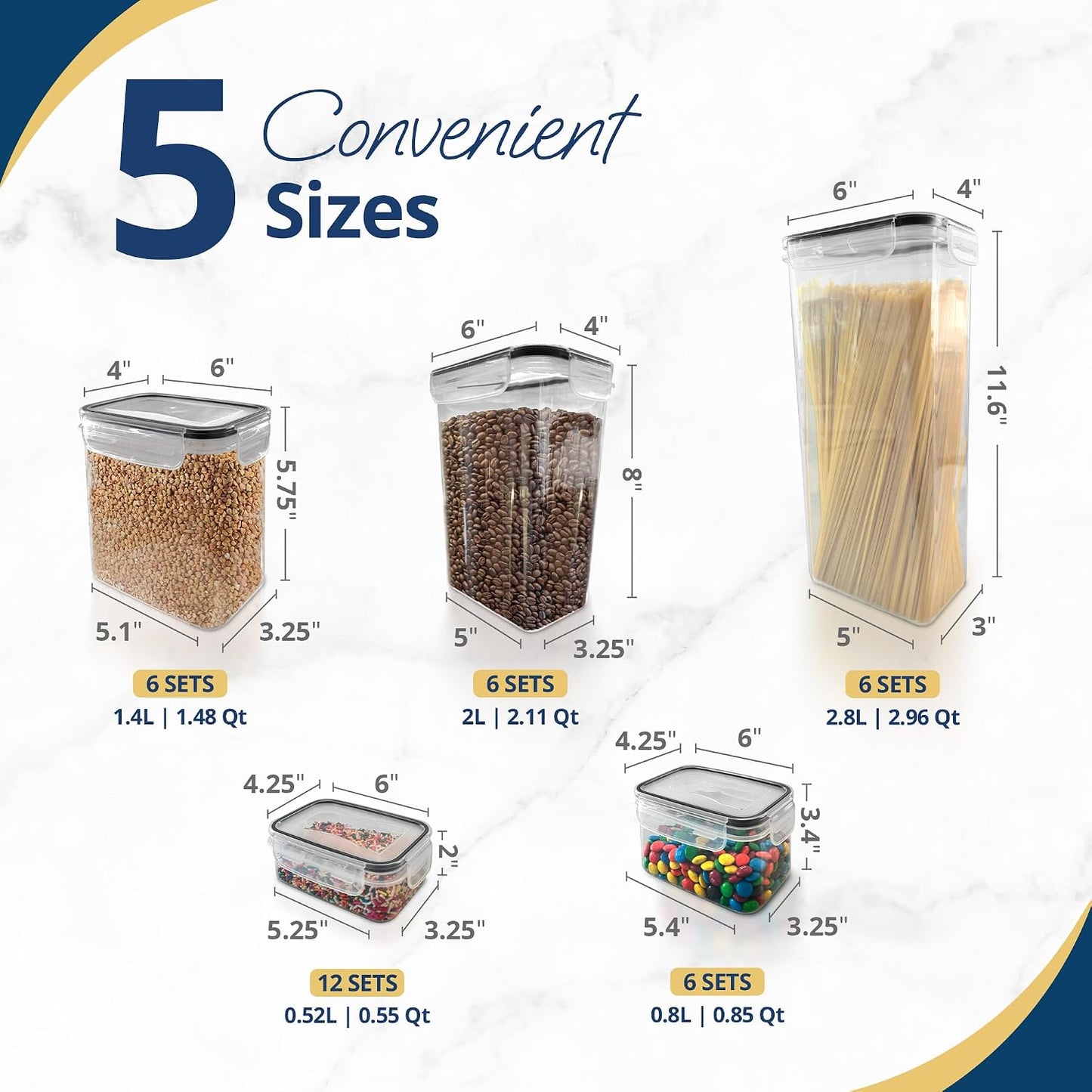 Reli. Airtight Canister Set with Lids (36 Set) | Clear Plastic Food Storage Canisters | Ultra Variety Pack | BPA-Free