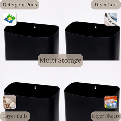 MONJITA Lint Bin for Laundry Room, Magnetic Lint Trash Can for Dryer, Modern Lint Holder, Lint Box for Laundry Room Organization, Wall Mounted Trash Can for Laundry Decor (Black)