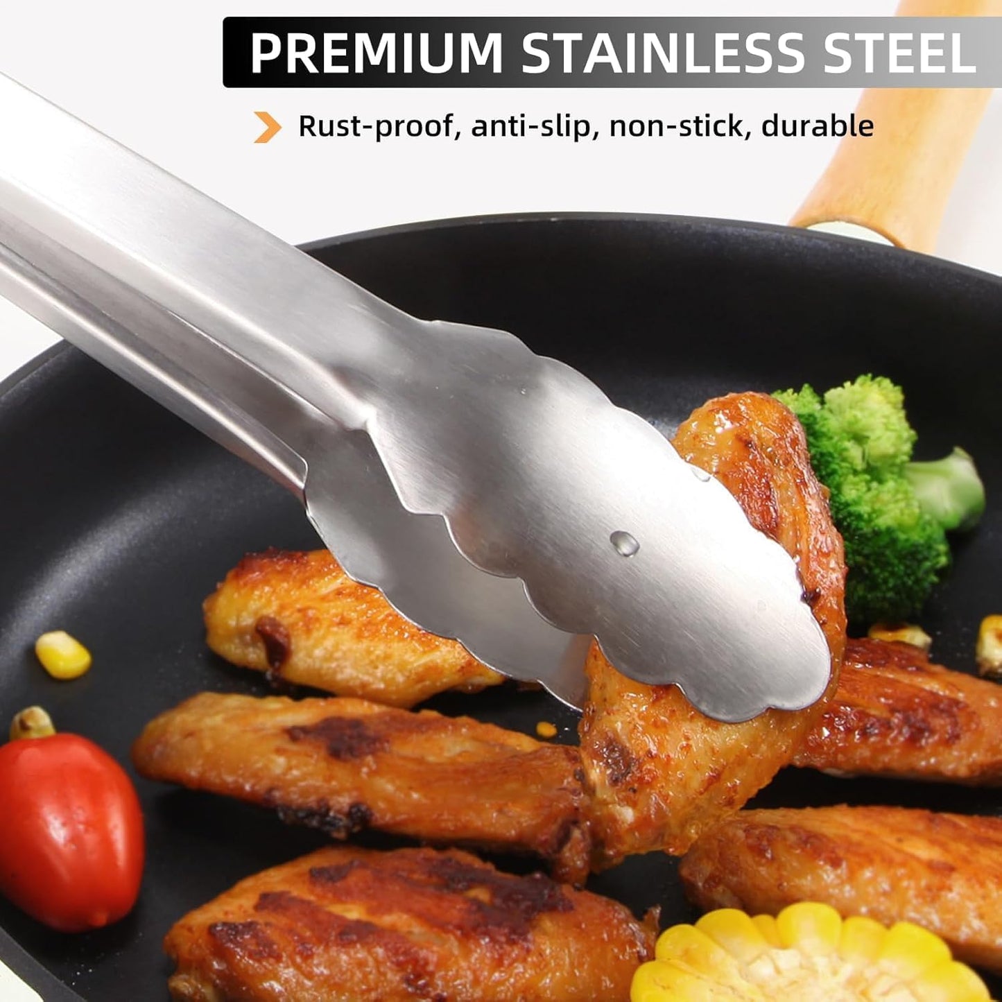Tongs For Cooking - Heat Resistant 600 Degrees Stainless Steel Kitchen Tong,Heavy Duty Metal Locking Tongs - Perfect for Food,Salad and BBQ set of 3 (7",9" and 12") Dishwasher (Red)