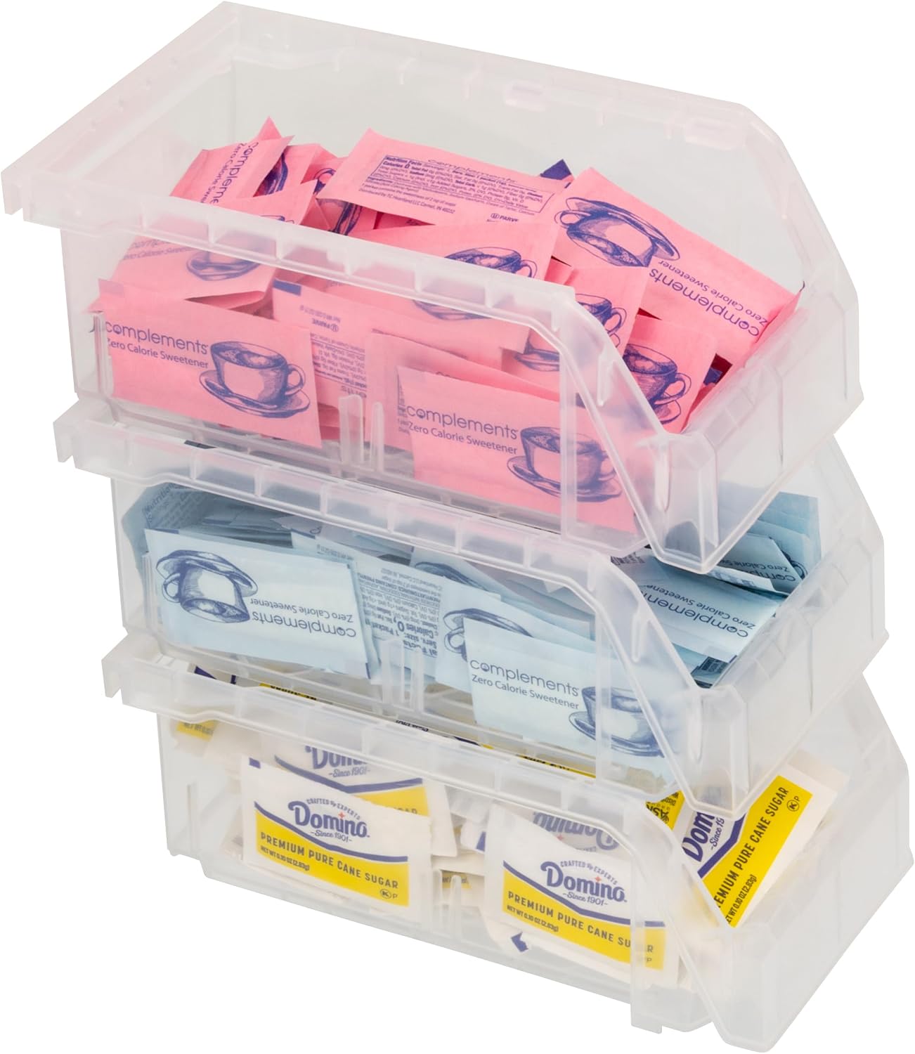 ReadySpace Medium Plastic Storage Bins, Stackable Organizer Containers for Closet Pantry Shelf Garage and Office Organization, Clear, 8 Pack