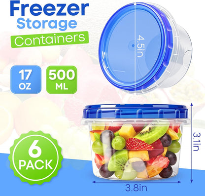 Freezer Storage Containers, 10 Pack-32 Oz Food Storage Containers with Twist Top Lids,BPA Free, Reusable, Meal Prep,Microwave and Dishwasher Safe