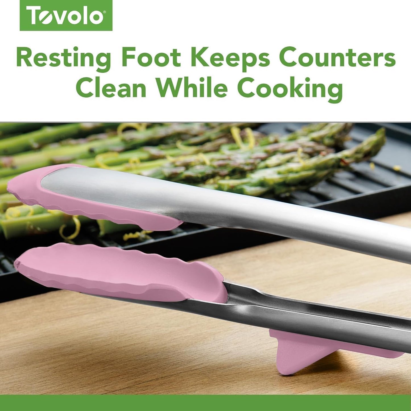 Tovolo Tongs With Silicone Tips Easy Grip 13” Long Kitchen Tongs Stainless Steel Handle For Cooking BBQ, Non Scratch Heat Resistant Locking Metal Silicone Tipped Dishwasher Safe BPA Free, Black