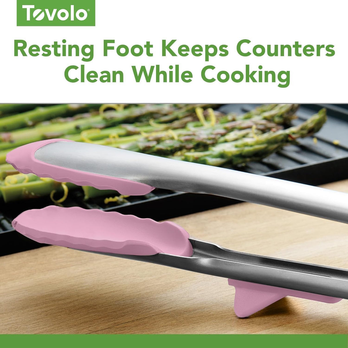 Tovolo Tongs With Silicone Tips Easy Grip 13” Long Kitchen Tongs Stainless Steel Handle For Cooking BBQ, Non Scratch Heat Resistant Locking Metal Silicone Tipped Dishwasher Safe BPA Free, Black