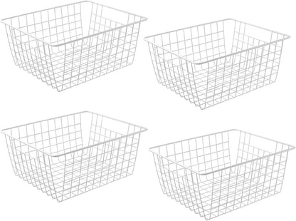 11" Upright Freezer Storage Baskets, Black Wire Storage Bins Small Bakset for Freezer, Pantry, Bathroom Organizing, Set of 2