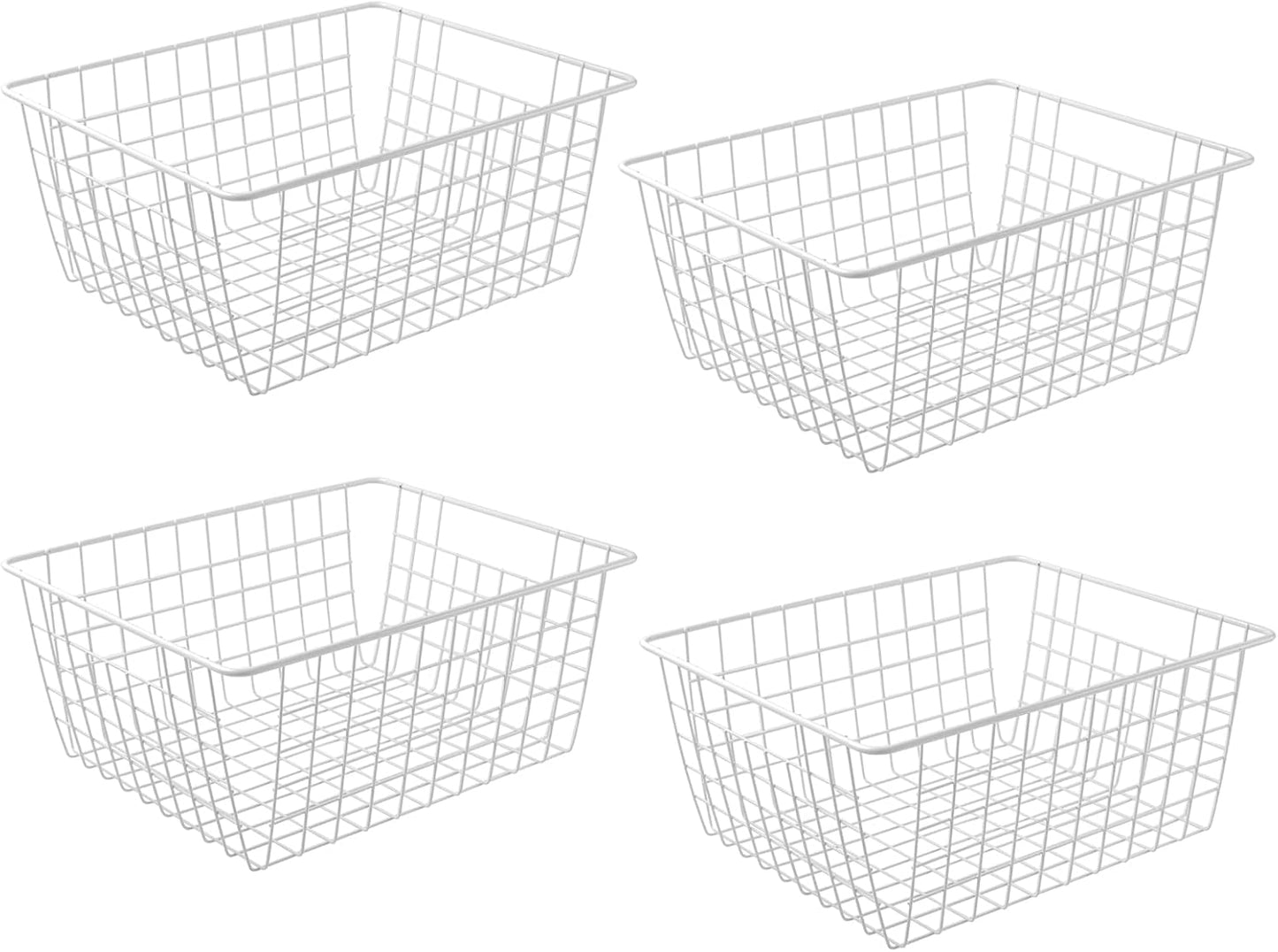11" Upright Freezer Storage Baskets, Black Wire Storage Bins Small Bakset for Freezer, Pantry, Bathroom Organizing, Set of 2