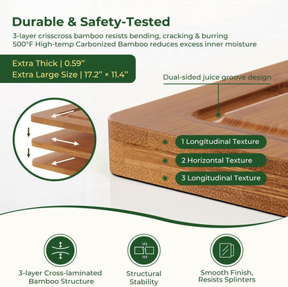 Pure Titanium Cutting Board, Bamboo Cutting Boards Set for Kitchen