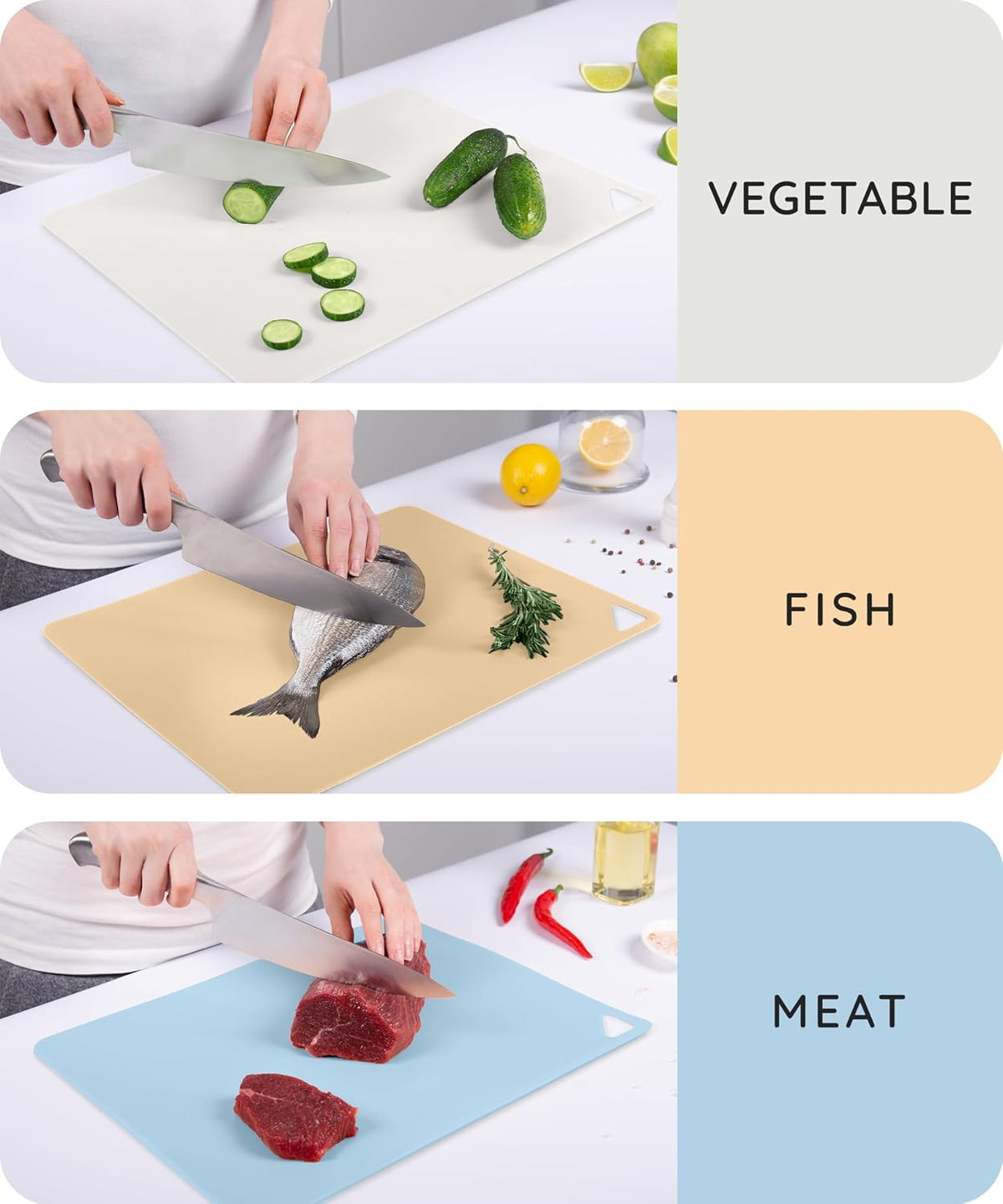 Cutting Boards for Kitchen, Plastic Cutting Board, Dishwasher Safe Cutting Boards with Juice Grooves for Meat, Veggies, Fruits, Easy Grip Handle, Serveware Accessories (Gray)