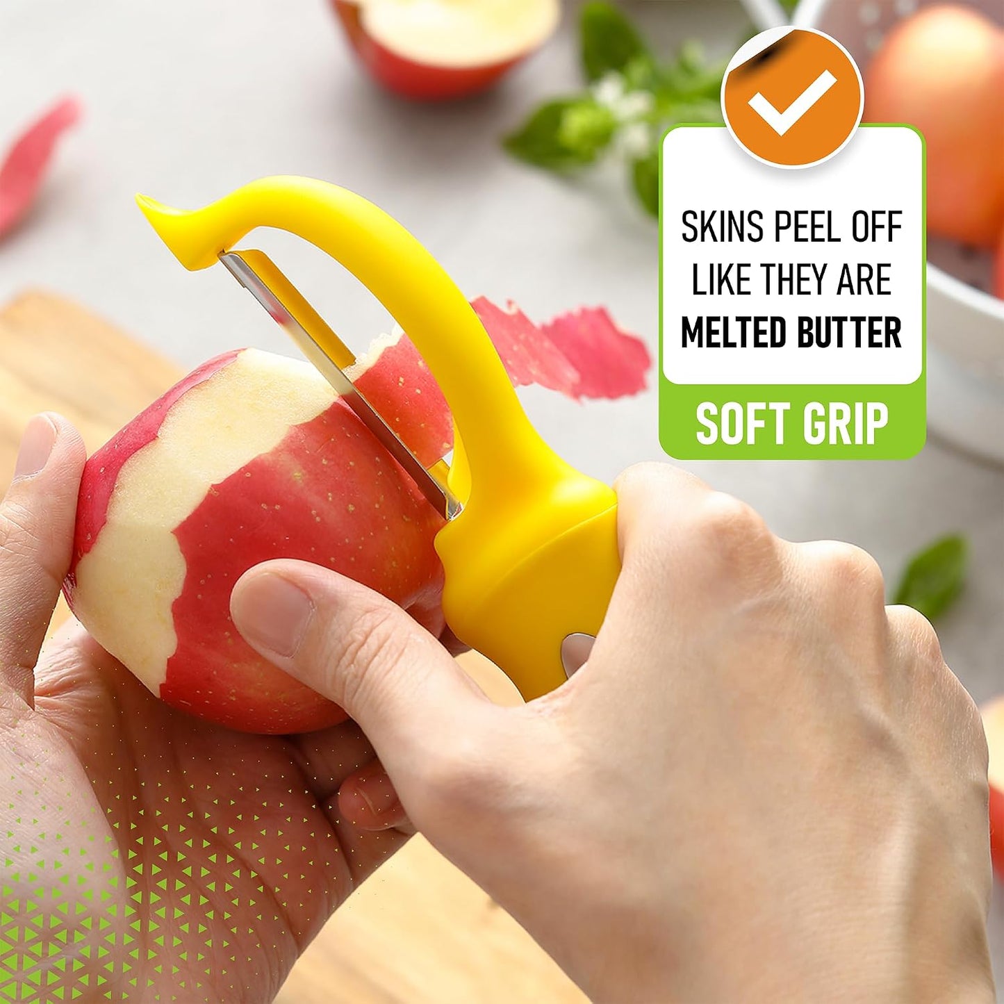 Spring Chef Premium Swivel Vegetable Peeler, Soft Grip Handle and Ultra Sharp Stainless Steel Blades - Perfect Kitchen Peeler For Veggie, Fruit, Potato, Carrot, Apple - Mango
