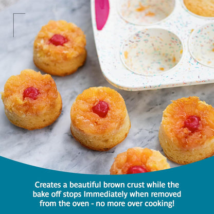 Trudeau Structure White Confetti 6-Cup Jumbo Muffin Pan – Premium Steel-Reinforced Silicone Bakeware, Nonstick BPA-Free Cupcake & Muffin Mold – Oven, Freezer & Dishwasher Safe