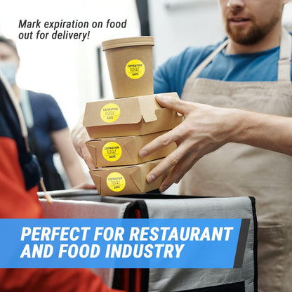 Use by/Expiration Food Date Labels (1.5 inch, Round - 300 Labels) Use by Date Stickers for Food Service, Dating Food Rotation, Best Before Food Prep, Delis or Restaurants