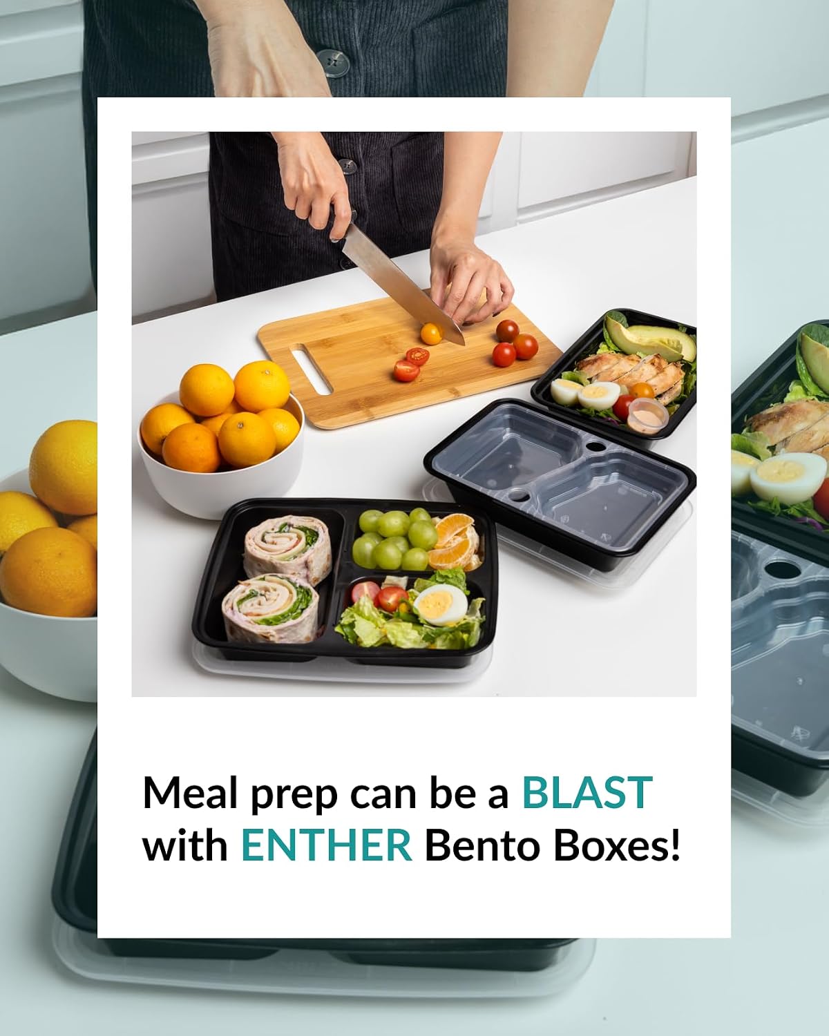 Enther Meal Prep Containers Single Lids Food Storage Bento BPA Free | Stackable | Reusable Lunch Boxes, Microwave/Dishwasher/Freezer Safe Portion Control (28 oz), 12 Pack 1 Compartment