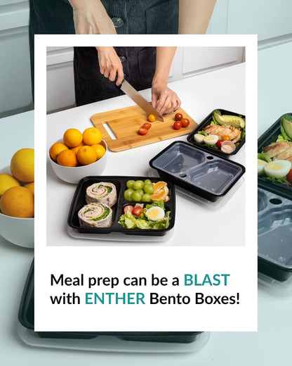 Enther Meal Prep Containers Single Lids Food Storage Bento BPA Free | Stackable | Reusable Lunch Boxes, Microwave/Dishwasher/Freezer Safe Portion Control (28 oz), 12 Pack 1 Compartment