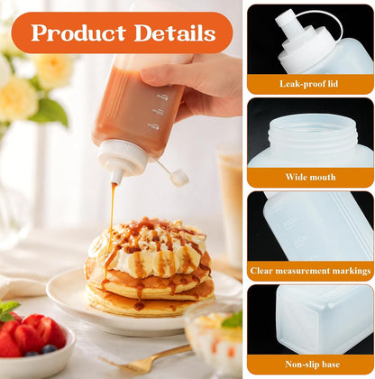 10 Pcs Large Condiment Squeeze Bottle, 34/20oz Wide Mouth Bottle with Cap