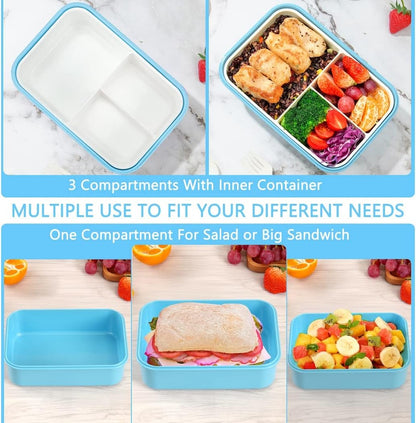 Bento Boxes for Adults - 1100 ML Bento Lunch Box Container For Kids With Spoon & Fork - Durable Perfect Size for On-the-Go Meal, BPA-Free and Food-Safe Materials(Grey)