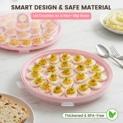HANSGO Deviled Egg Containers with Lid, Deviled Egg Platter Carrier Holder Trays with 22 Slots for Holiday Party and Home Kitchen, Green