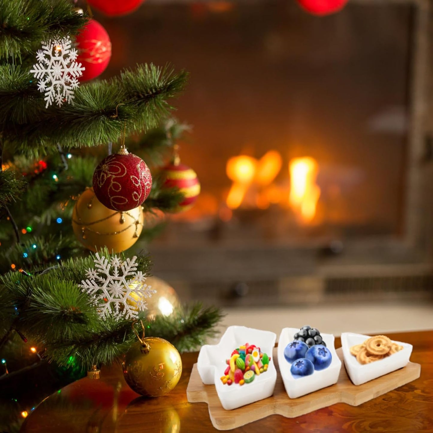 Operitacx Ceramics Serving Tray Christmas Tree Fruit Tray, Veggie Tray Fruit Platter for and Vegetable Snacks Dips