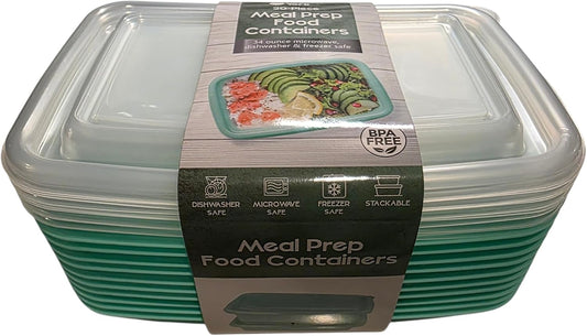 MADISON YORK Reusable 34 oz Meal Prep Containers, 20 Piece, Microwave Safe, Dishwasher Safe, Freezer Safe, Stackable