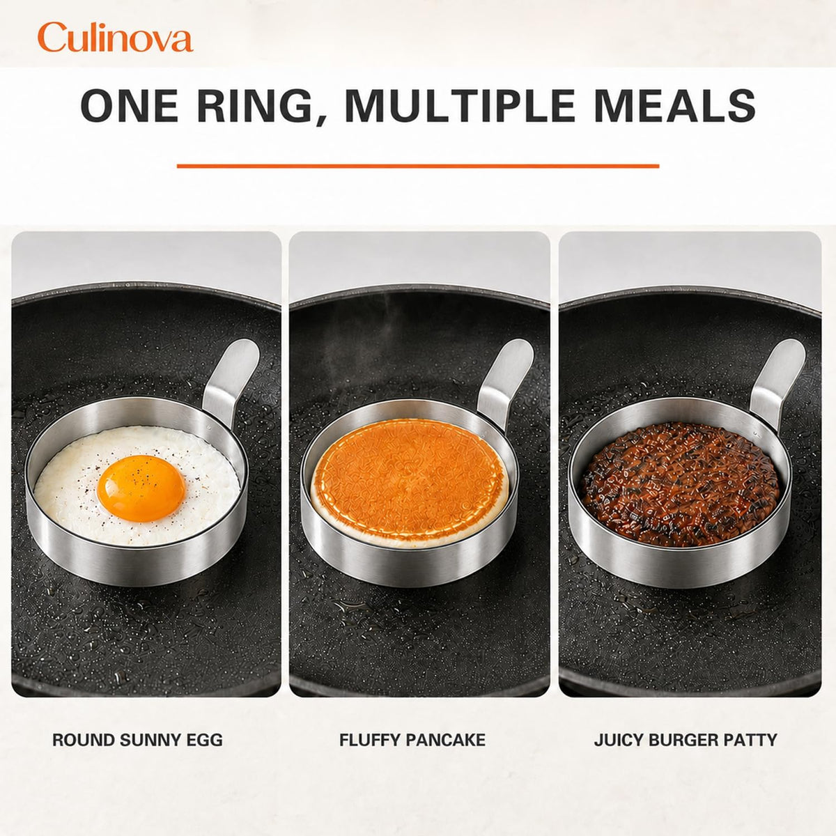 Stainless Steel Egg Rings 4 Pack with Uncoated Finish 3.5"