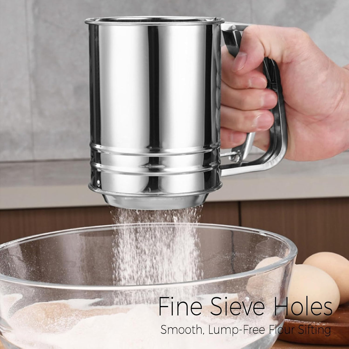 Flour Sifter,4 Cups Sifter for Baking,Powdered Sugar Shaker Duster