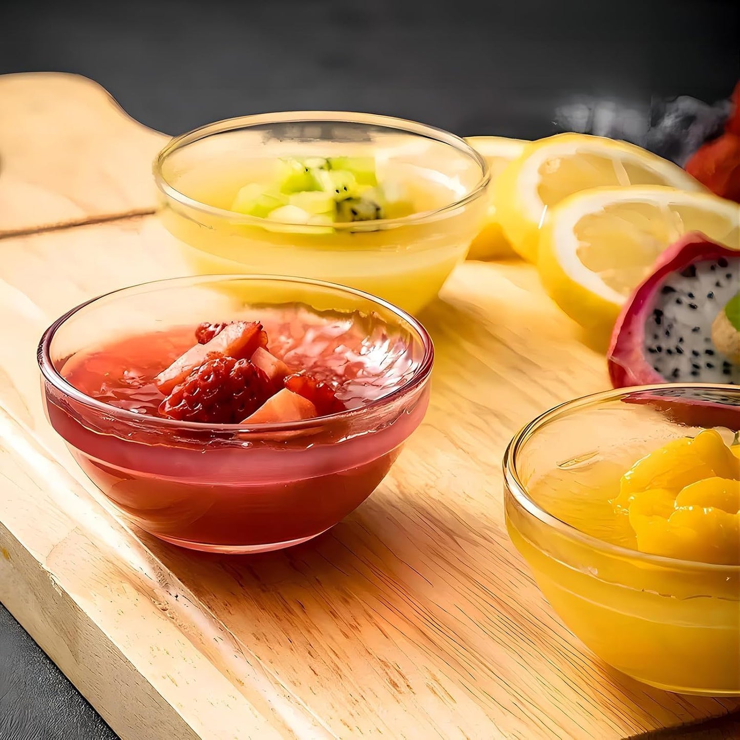 Patty Both Mini Glass Bowls, 3in 2.5oz Small Prep Bowl, 10 pcs Stackable Pinch Bowls for Dipping Spices Sauce