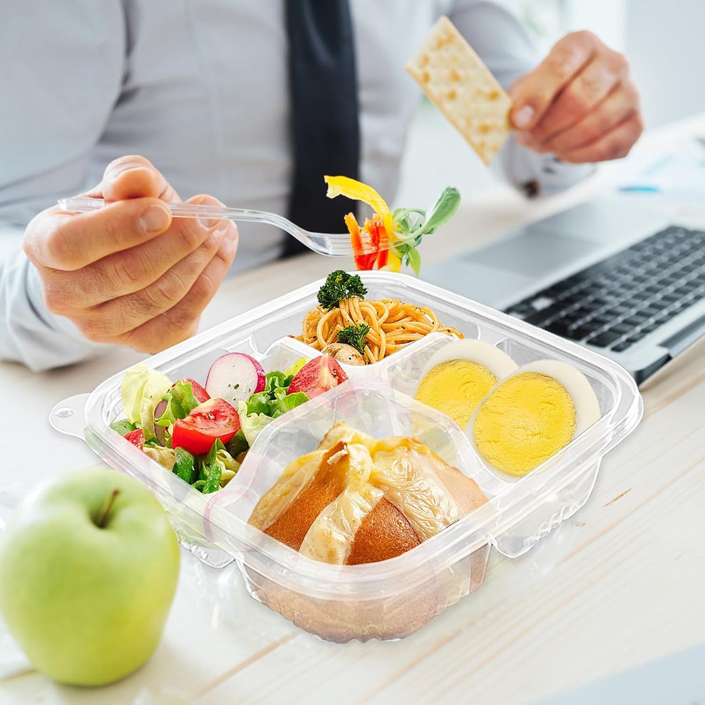 Haawooky 30 Pack Bento Snack Containers,2 compartments Lunchable Containers with Lids,Divided Food Containers for School, Work and Travel