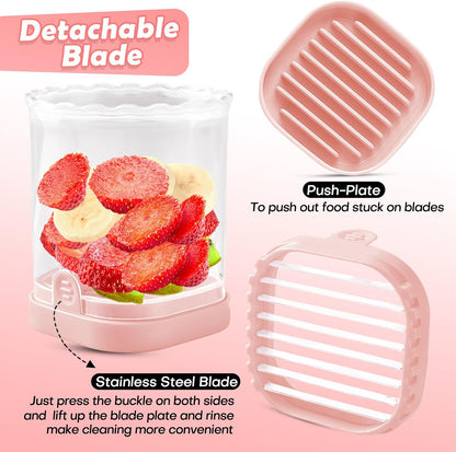 Creative Strawberry Slicer, Detachable Cutter with Push Plate (Purple)
