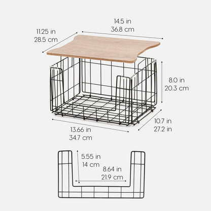 IRIS USA Wire Basket for Pantry Organizers and Storage, 2 Pack, Potato and Onion Storage, Easy Assembly, Stackable Storage Bins, Kitchen Cabinet Bathroom Shelf Organizers for Veggie, Fruit, Snack