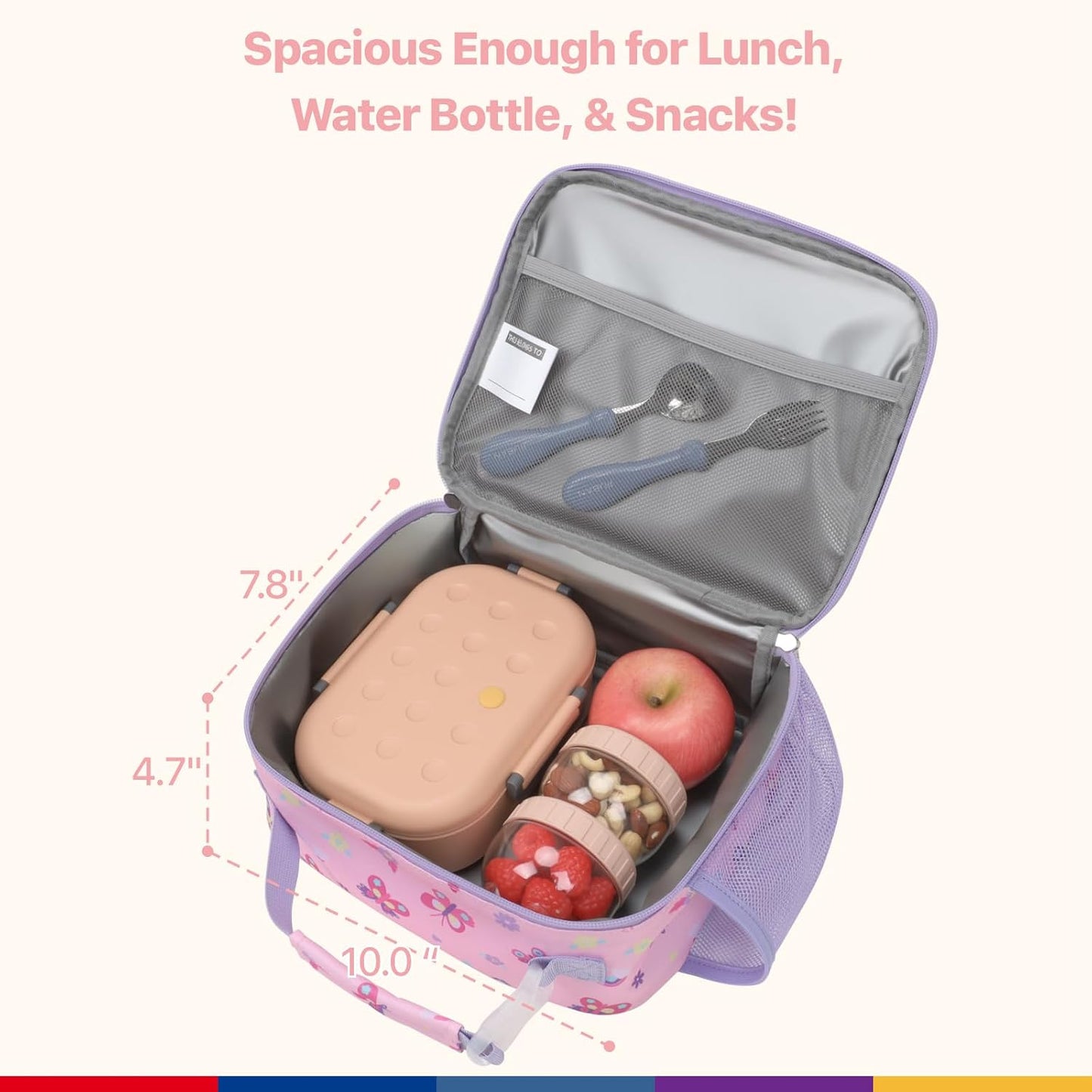 Bagseri Kids Lunch Bag Boys - Thermal Insulated Lunch Box Tote with Water Bottle Holder, Reusable Leak-Proof Kids Lunch Box for Daycare & School, Black Dinosaur (Containers Not Included)
