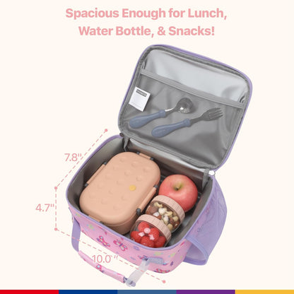 Bagseri Kids Lunch Bag Boys - Thermal Insulated Lunch Box Tote with Water Bottle Holder, Reusable Leak-Proof Kids Lunch Box for Daycare & School, Black Dinosaur (Containers Not Included)