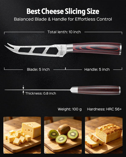 PAUDIN Cheese Knife, 5” Serrated Knife for Block Cheese,Sharp Tomato Knives