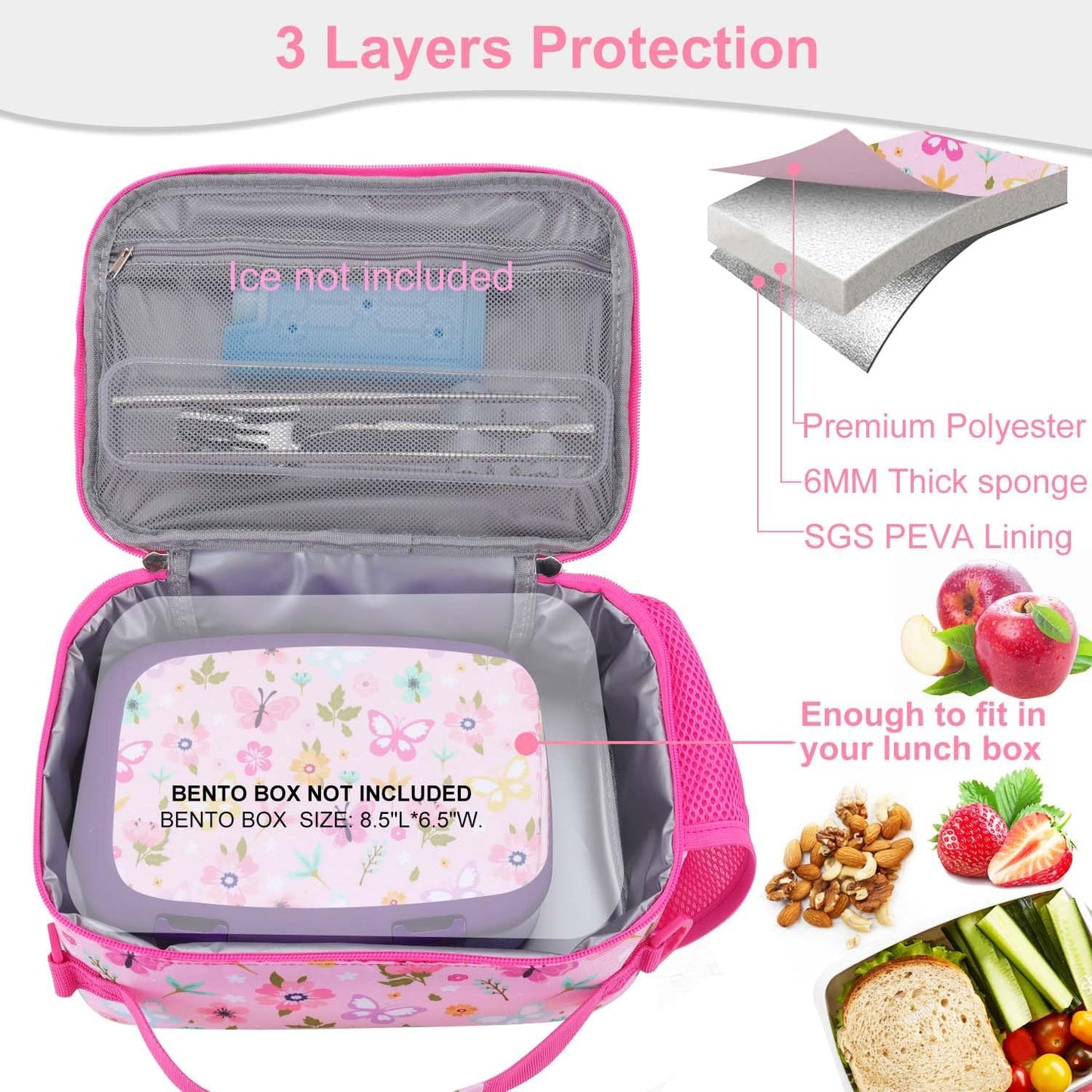 RHCPFOVR Kids Initial Lunch Bag - Insulated Lunch Box for Boys Girls,Washable Lunch Bag and Reusable Toddler Leak-proof Lunchbox for School and Daycare - Colors B