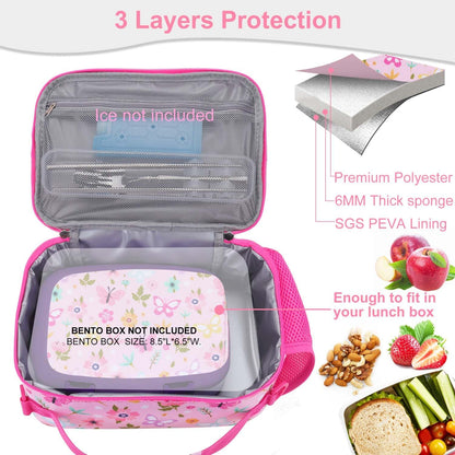 RHCPFOVR Kids Initial Lunch Bag - Insulated Lunch Box for Boys Girls,Washable Lunch Bag and Reusable Toddler Leak-proof Lunchbox for School and Daycare - Colors B