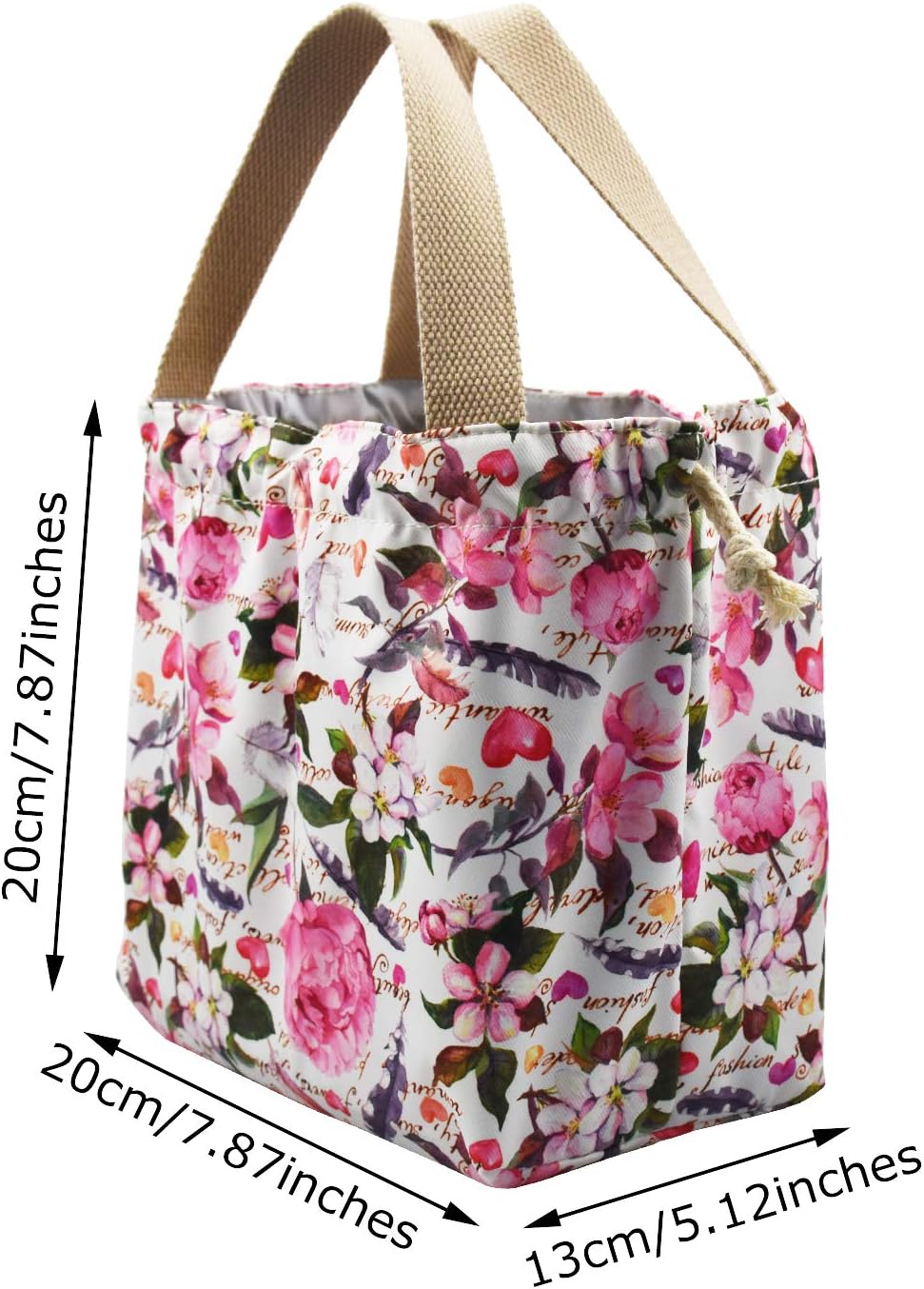 enyuwlcm Mini Lunch Tote Pouch Reusable Small Cute Lunch Bag with Drawstring Suitable for Girls Women Cat Blue
