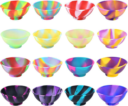 Coopay 16 Pieces Mini Silicone Pinch Bowls Multicolor Heat Resistant Snack Bowls Prep and Serve Bowls, Unbreakable, Flexible, 1.75 Oz (Stripe Colors)