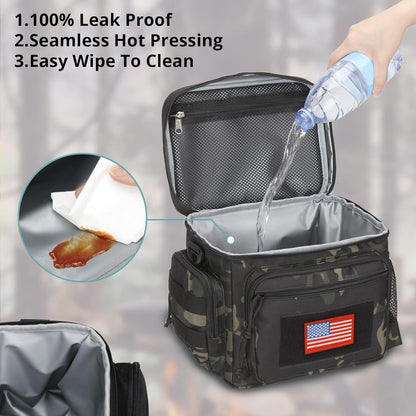 Lunch Box for Men, Tactical Lunch Bag MOLLE Webbing Leakproof Insulated Lunch Cooler Women Adult Meal with Adjustable Shoulder Strap Lunch Pail (Blue)