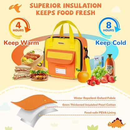 REDSHELL Tactical Lunch Box Kids, Large Insulated Lunch Bag for Boys Girls, Cooler Lunchbag, Square Toddler Lunchbox, School Daycare Lunch Tote Pail with Water Bottle Holder Shoulder Strap, Blue