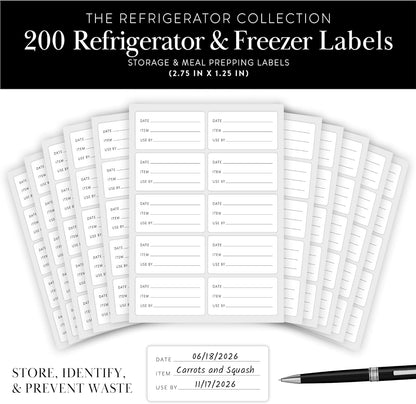 SAVVY & SORTED Expiration Date Pantry Labels, 160 Waterproof Food Expiration Date Label for Containers, Kitchen Stickers for Food Freshness, Use by Meal Prep Labels, Best By Write On Labels