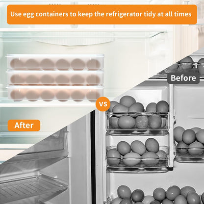 77L Deviled Egg Containers with Lid, (Set of 2), Plastic Egg Holder for Refrigerator for 48 Eggs, Clear Storage Deviled Egg Carrier Tray, Fridge Stackable Countertop Portable Egg Dispenser