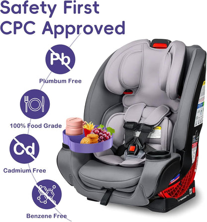 [2 Packs Blue & Pink] Kids Car Seat Tray, Travel Tray with Cup Holder for Toddler Baby, Kids Car Seat Food Snack Organizer for Road Trip, Stroller snack Organizer Travel Must Haves Toddler Must Haves