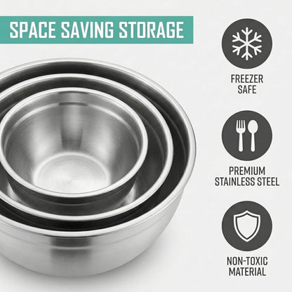 Table Concept Mixing Bowls with Airtight Lids, Stainless Steel Nesting Bowl Set for Space Saving Storage, Ideal for Cooking, Baking, Prepping & Food Storage
