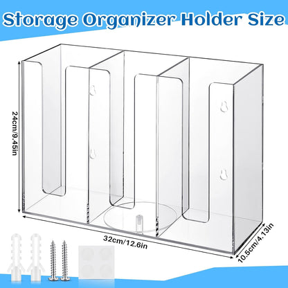 Cunhill 3 Compartments Acrylic Coffee Cup and Lid Dispenser Organizer Disposable Paper Cup Holder Plastic Coffee Shop Supplies Holder Storage for Station Restaurant Kitchen Countertop Bar Party(Clear)