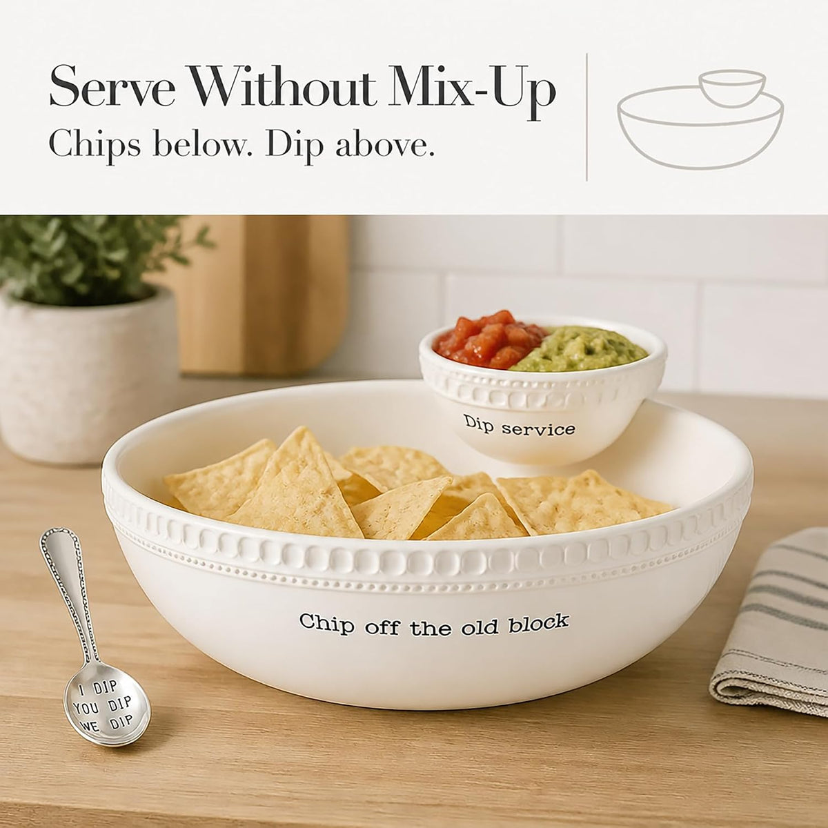 Mud Pie Beaded Stacked Chip And Dip Bowl