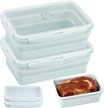 Large Silicone Food Storage Containers 68oz/2000ml 4 Pack | Collapsible Meal Prep Containers, Airtight Leakproof Lid, Containers for Camping, Microwave Freezer Dishwasher Safe