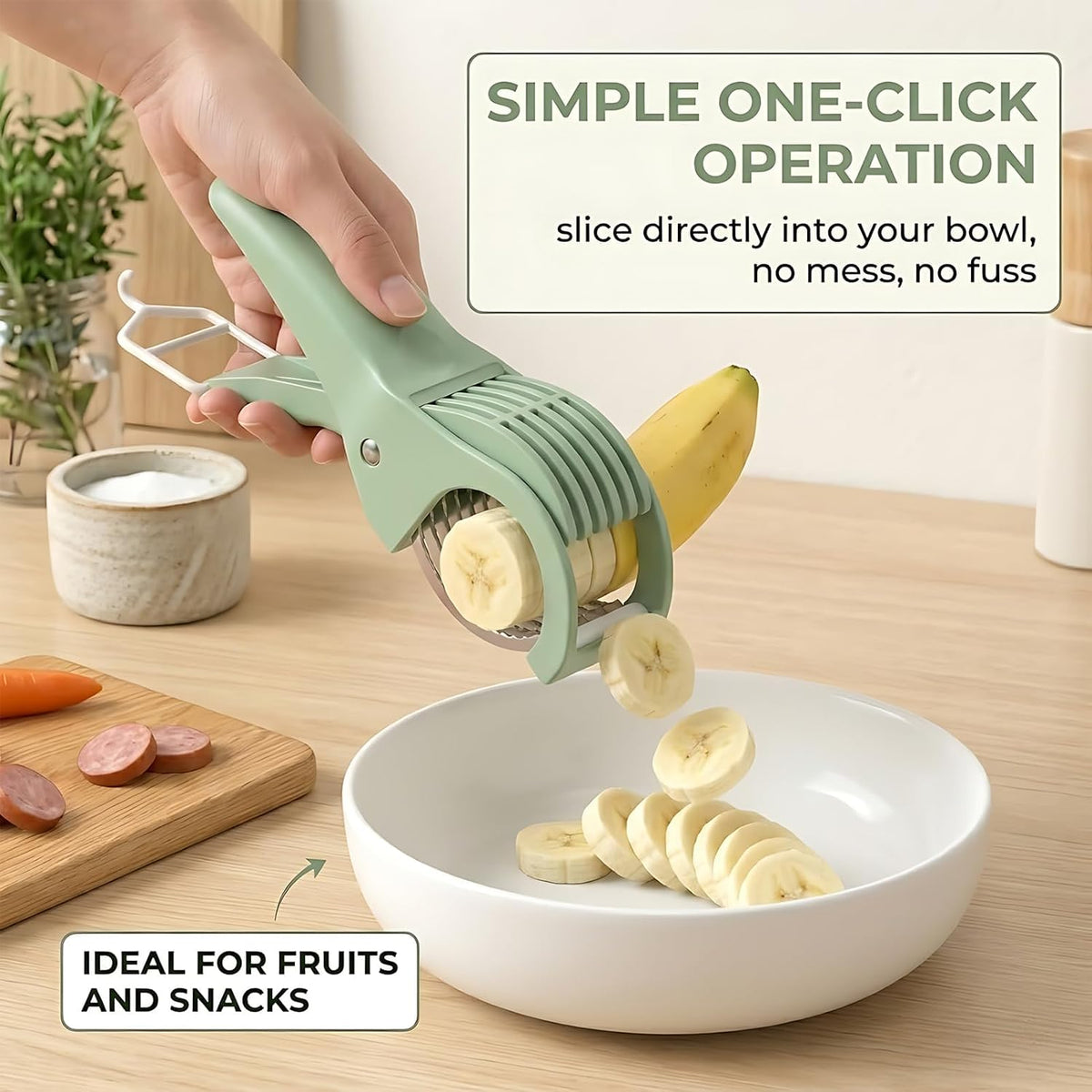 Banana Slicer Cutter Grape Cutter Strawberry Slicer Green