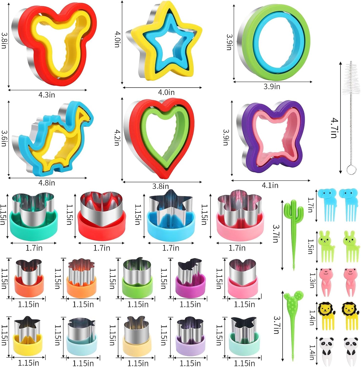 Sandwich Cutters for Kids Lunch, 33 Pcs Sandwich Cutter and Sealer Set for Kids Lunch, DIY Vegetable Fruit Shapes and Cookie Cutters for Bento Box