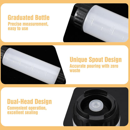 2 Pcs 16 oz Inverted Squeeze Bottles, Valve Condiment Dispenser (Black)