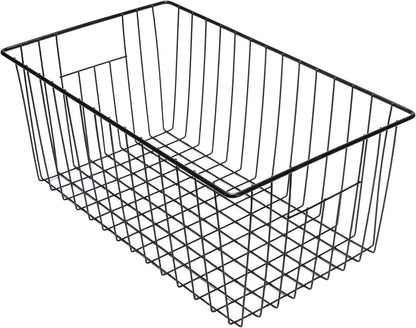 16" L x 12" W Wider Freezer Storage Organizer Baskets Container, Deep Metal Wire Chest Upright Refrigerator Divider Bins with Built-in Handles for Cabinet, Pantry, Closet, Kitchen